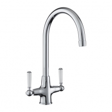 Rangemaster Aquaclassic Dual Lever Kitchen Sink Mixer Tap - Chrome/White
