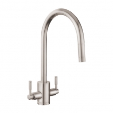 Rangemaster Aquatrend Pull-Out Dual Lever Kitchen Sink Mixer Tap - Brushed
