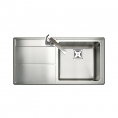 Rangemaster Arlington 1.0 Bowl Inset Kitchen Sink with LH Drainer & Waste Kit 985mm L x 508mm W - Stainless Steel