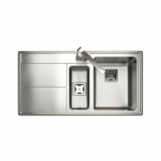Rangemaster Arlington 1.5 Bowl Inset Kitchen Sink with LH Drainer & Waste Kit 985mm L x 508mm W - Stainless Steel