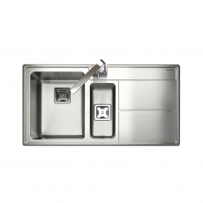 Rangemaster Arlington 1.5 Bowl Inset Kitchen Sink with RH Drainer & Waste Kit 985mm L x 508mm W - Stainless Steel
