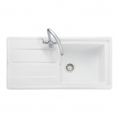 Rangemaster Arlington 1.0 Bowl Inset Fireclay Kitchen Sink With Waste Kit 985mm L x 500mm W - White