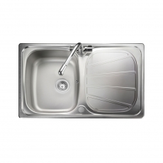 Rangemaster Baltimore 1.0 Bowl Inset Kitchen Sink with Waste Kit 800mm L x 508mm W - Stainless Steel