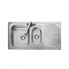 Rangemaster Baltimore 1.5 Bowl Inset Kitchen Sink with Waste Kit 950mm L x 508mm W - Stainless Steel