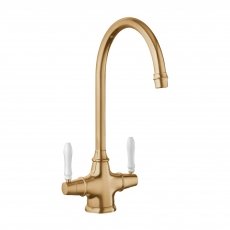 Rangemaster Belfast Dual Lever Mono Kitchen Sink Mixer Tap - Antique Brass