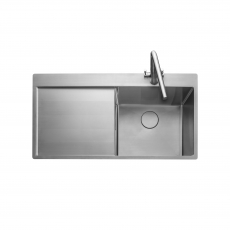 Rangemaster Cosmo 1.0 Bowl Inset Kitchen Sink LH Drainer with Waste Kit 960mm L x 500mm W - Stainless Steel
