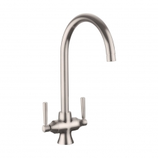 Rangemaster Cruciform Filter Dual Lever Kitchen Sink Mixer Tap - Brushed