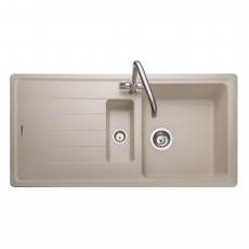 Rangemaster Elements 1.5 Bowl Kitchen Sink with Waste Kit 1000mm L x 500mm W - Stone
