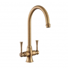 Rangemaster Estuary Dual Lever Kitchen Sink Mixer Tap - Brushed Brass