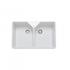 Rangemaster Farmhouse 2.0 Bowl Ceramic Kitchen Sink with Waste Kit 795mm L x 491mm W - White
