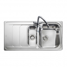 Rangemaster Houston 1.5 Bowl Kitchen Sink with Waste Kit 985mm L x 508mm W - Stainless Steel
