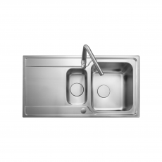 Rangemaster Iconica 1.5 Bowl Inset Kitchen Sink with Waste Kit 950mm L x 508mm W - Stainless Steel