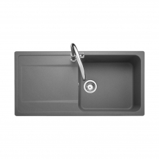 Rangemaster Loa 1.0 Bowl Inset Kitchen Sink with Waste Kit 1000mm L x 500mm W - Concrete