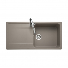 Rangemaster Loa 1.0 Bowl Inset Kitchen Sink with Waste Kit 1000mm L x 500mm W - Pebble