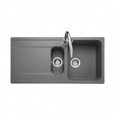 Rangemaster Loa 1.5 Bowl Inset Kitchen Sink with Waste Kit 1000mm L x 500mm W - Concrete