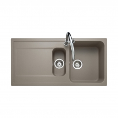 Rangemaster Loa 1.5 Bowl Inset Kitchen Sink with Waste Kit 1000mm L x 500mm W - Pebble