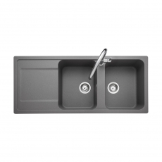 Rangemaster Loa 2.0 Bowl Inset Kitchen Sink with Waste Kit 1160mm L x 500mm W - Concrete