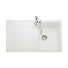 Rangemaster Loa 1.0 Bowl Inset Kitchen Sink with Waste Kit 860mm L x 500mm W - Arctic White