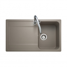Rangemaster Loa 1.0 Bowl Inset Kitchen Sink with Waste Kit 860mm L x 500mm W - Pebble