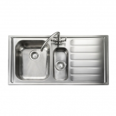 Rangemaster Manhattan 1.5 Bowl Inset Kitchen Sink with RH Drainer & Waste Kit 1010mm L x 515mm W - Stainless Steel