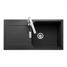Rangemaster Mayon 1.0 Bowl Inset Kitchen Sink with Waste Kit 1000mm L x 500mm W - Ash Black