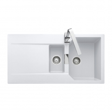Rangemaster Mayon 1.5 Bowl Inset Kitchen Sink with Waste Kit 1000mm L x 500mm W - Crystal White