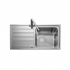 Rangemaster Oakland 1.0 Bowl Inset Kitchen Sink with Waste Kit 1000mm L x 500mm W - Stainless Steel