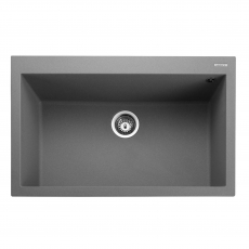 Rangemaster Oridian 1.0 Bowl Inset Kitchen Sink with Waste Kit 790mm L x 500mm W - Concrete