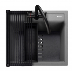 Rangemaster Prato 1.0 Bowl Inset Granite Kitchen Sink with Waste Kit 570mm L x 510 W - Concrete