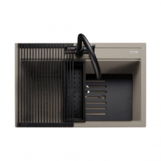 Rangemaster Prato 1.0 Bowl Inset Granite Kitchen Sink with Waste Kit 790mm L x 510 W - Pebble