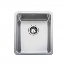 Rangemaster Quad 1.0 Bowl Inset or Undermount Kitchen Sink with Waste Kit 390mm L x 450mm W - Stainless Steel