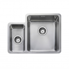 Rangemaster Quad 1.3 Bowl Inset or Undermount Kitchen Sink LH with Waste Kit 580mm L x 450mm W - Stainless Steel