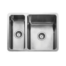 Rangemaster Quad 1.5 Bowl Inset or Undermount Kitchen Sink with Waste Kit 600mm L x 450mm W - Stainless Steel