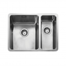 Rangemaster Quad 1.5 Bowl Inset or Undermount Kitchen Sink RH with Waste Kit 600mm L x 450mm W - Stainless Steel