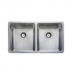 Rangemaster Quad 2.0 Bowl Inset or Undermount Kitchen Sink with Waste Kit 760mm L x 450mm W - Stainless Steel