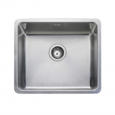 Rangemaster Quad 1.0 Bowl Inset or Undermount Kitchen Sink with Waste Kit 530mm L x 450mm W - Stainless Steel