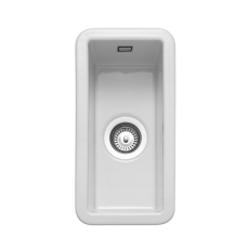 Rangemaster Rustique 1.0 Bowl Ceramic Kitchen Sink with Waste Kit 234mm L x 460mm W - White