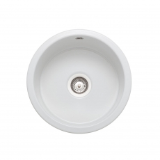 Rangemaster Rustique 1.0 Bowl Ceramic Inset or Undermount Kitchen Sink 445mm L x 445mm W - White