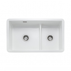 Rangemaster Rustique 2.0 Bowl Ceramic Kitchen Sink with Waste Kit 796mm L x 462mm W - White