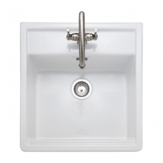 Rangemaster 1.0 Bowl Butler Fireclay Kitchen Sink with Waste Kit 597mm L x 630mm W - White