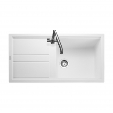 Rangemaster Topaz 1.0 Bowl Inset Granite Kitchen Sink with Waste Kit 860mm L x 510 W - Arctic White