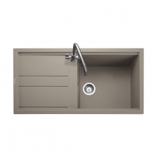 Rangemaster Topaz 1.0 Bowl Inset Granite Kitchen Sink with Waste Kit 1000mm L x 510 W - Pebble