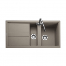 Rangemaster Topaz 1.5 Bowl Inset Granite Kitchen Sink with Waste Kit 1000mm L x 510 W - Pebble