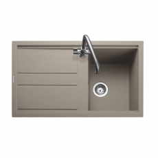 Rangemaster Topaz 1.0 Bowl Inset Granite Kitchen Sink with Waste Kit 860mm L x 510 W - Pebble