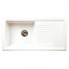 Reginox Ceramic 1.0 Bowl Inset Kitchen Sink 1010mm L x 525mm W with Waste - White