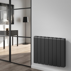 Reina Aron Die Cast Horizontal Electric Aluminium Black Radiator | 4 Sizes