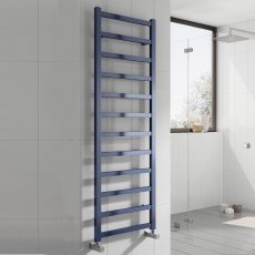 Reina Fano Designer Heated Towel Rail 1500mm H x 485mm W Blue Satin