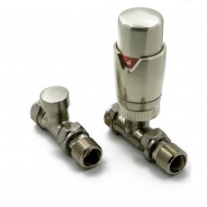 Reina Modal TRV Straight Radiator Valve and LockShield Brushed