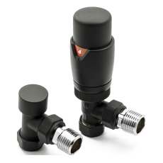 Reina Modal TRV Angled Radiator Valve and LockShield Black