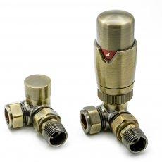 Reina Modal TRV Corner Radiator Valve and LockShield Bronze